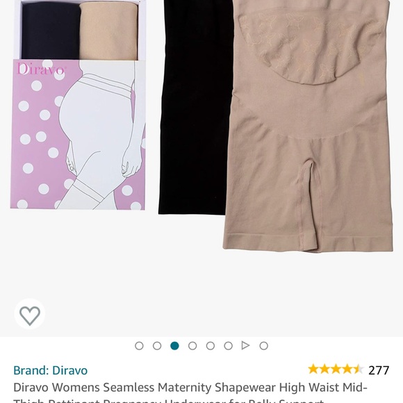 Diravo Maternity Shapewear 2 High Waist Mid-Thigh Belly Support Black /Beige SM - Picture 4 of 4